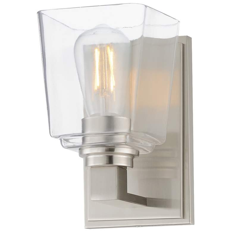Image 1 Maxim Cubos 8" High Satin Nickel 1-Light Wall Sconce
