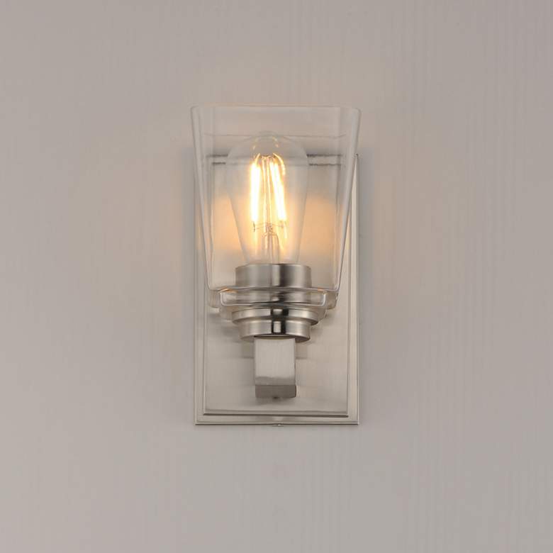 Image 3 Maxim Cubos 8" High Satin Nickel 1-Light Wall Sconce more views