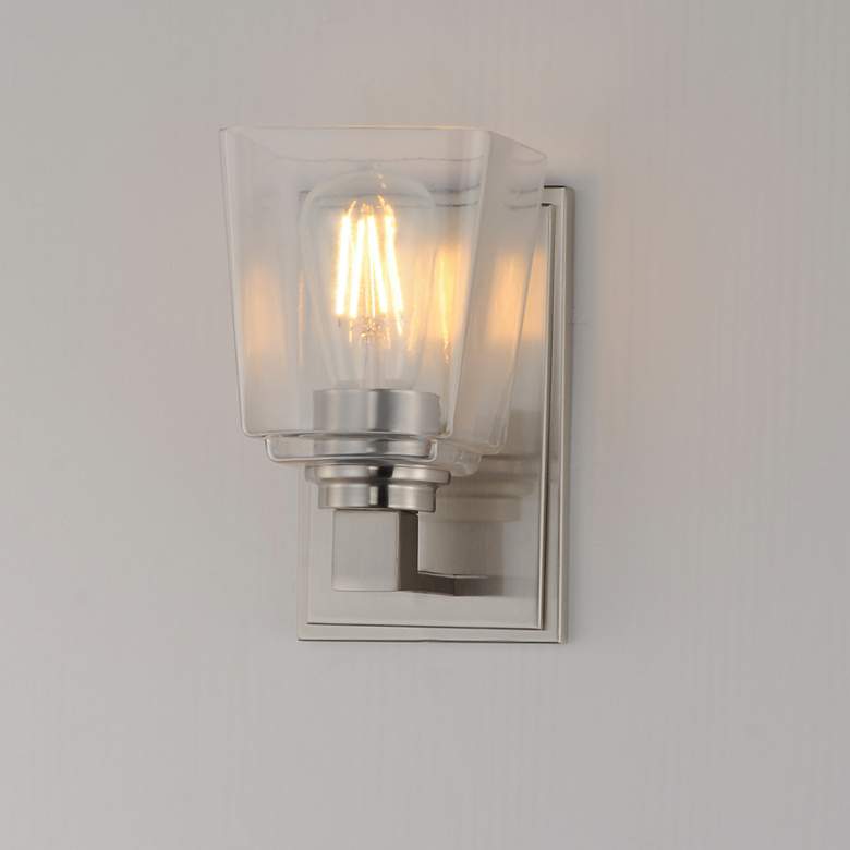 Image 4 Maxim Cubos 8" High Satin Nickel 1-Light Wall Sconce more views