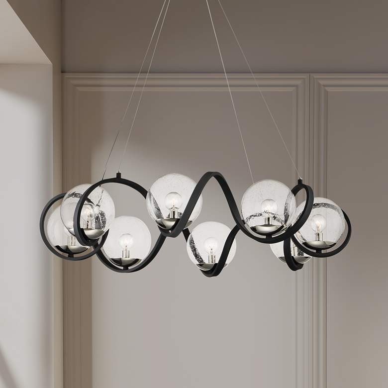 Image 1 Maxim Curlicue 35" Wide Black and Nickel 8-Light Modern Pendant