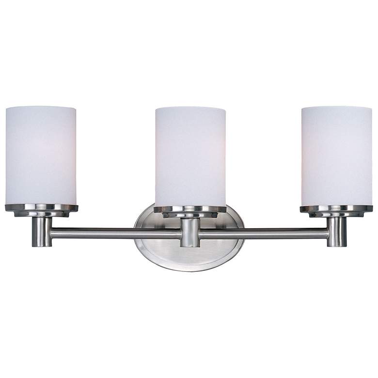 Image 1 Maxim Cylinder 20 1/2 inchW 3-Light Satin Nickel Bath Light