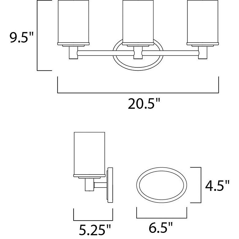 Image 2 Maxim Cylinder 20 1/2 inchW 3-Light Satin Nickel Bath Light more views