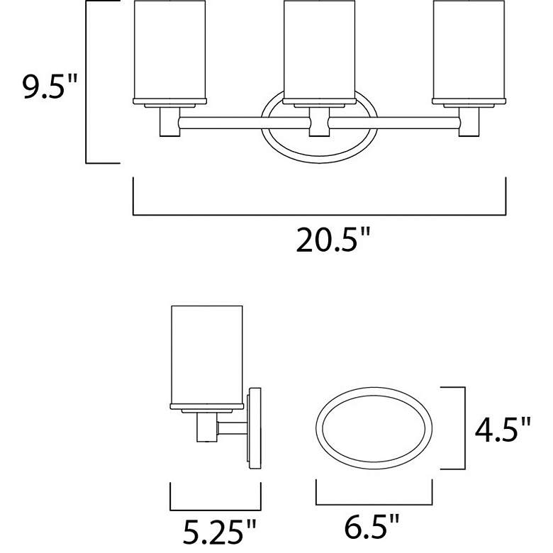 Image 2 Maxim Cylinder 20 1/2 inchW 3-Light Satin Nickel Bath Light more views