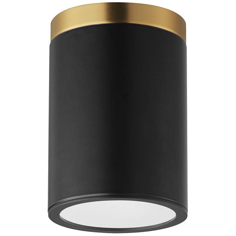 Image 1 Maxim Dapper 5" Wide Black/Antique Brass 1-Light Ceiling Light