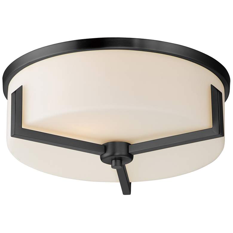 Image 1 Maxim Dart 14" Wide Black 3-Light Flush Mount