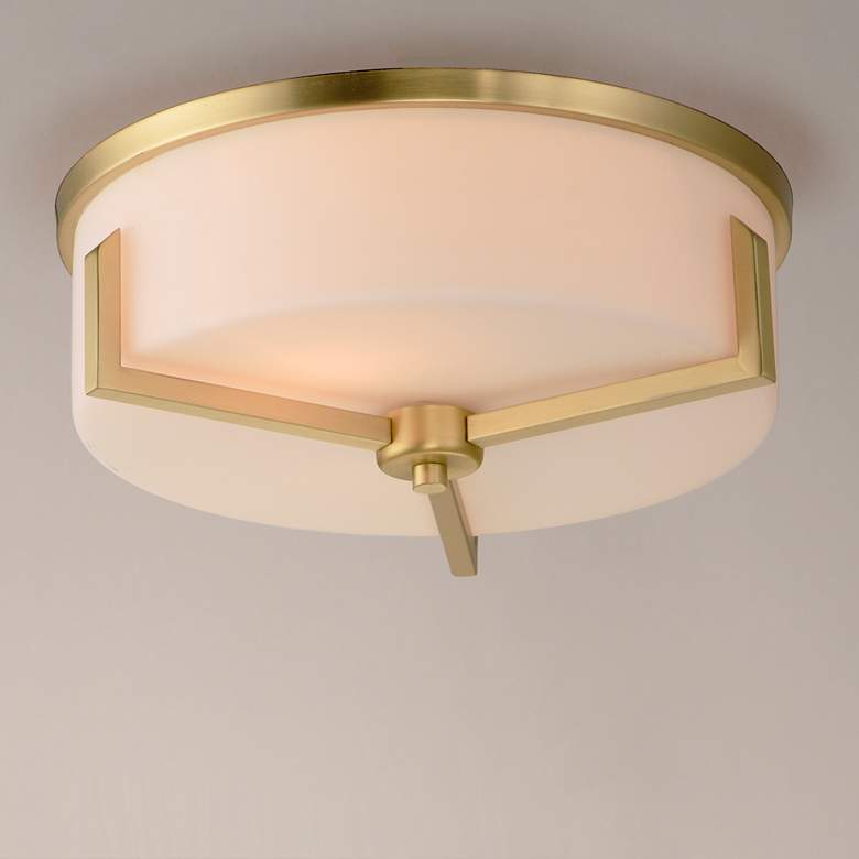 Image 1 Maxim Dart 14" Wide Flush Mount Satin Brass 3-Light Ceiling Light