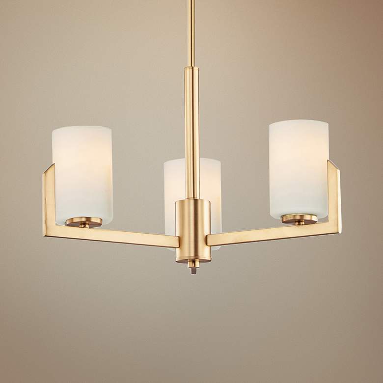 Image 1 Maxim Dart 22 1/4" Wide Modern Satin Brass 3-Light Chandelier