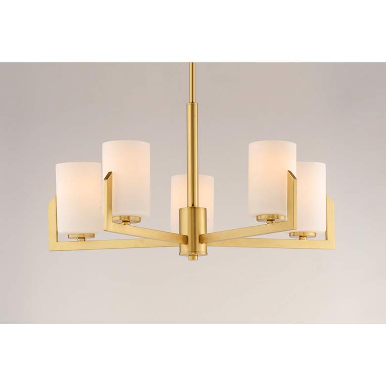 Image 5 Maxim Dart 26" Wide 5-Light Satin Brass Luxe Modern Chandelier more views