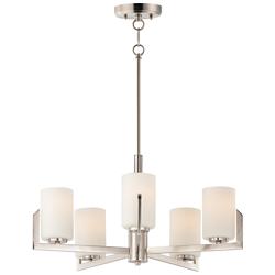 Maxim Dart 26" Wide Satin Nickel White Glass Modern 5-Light Chandelier