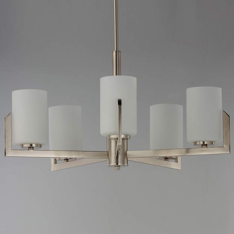 Image 3 Maxim Dart 26" Wide Satin Nickel White Glass Modern 5-Light Chandelier more views