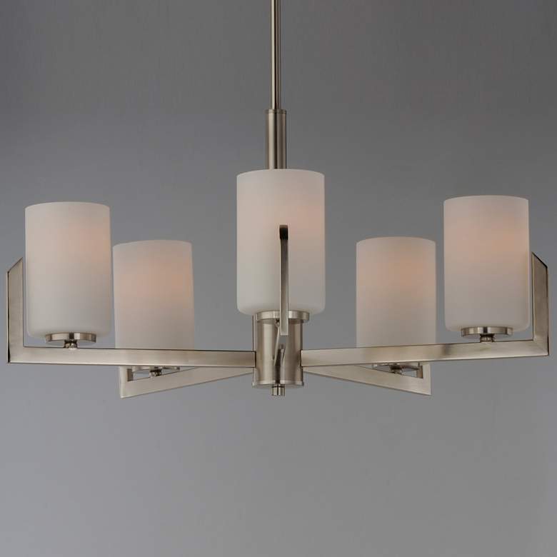 Image 4 Maxim Dart 26" Wide Satin Nickel White Glass Modern 5-Light Chandelier more views