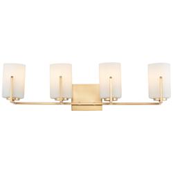 Maxim Dart 29 3/4" Modern White Glass Satin Brass 4-Light Bath Light