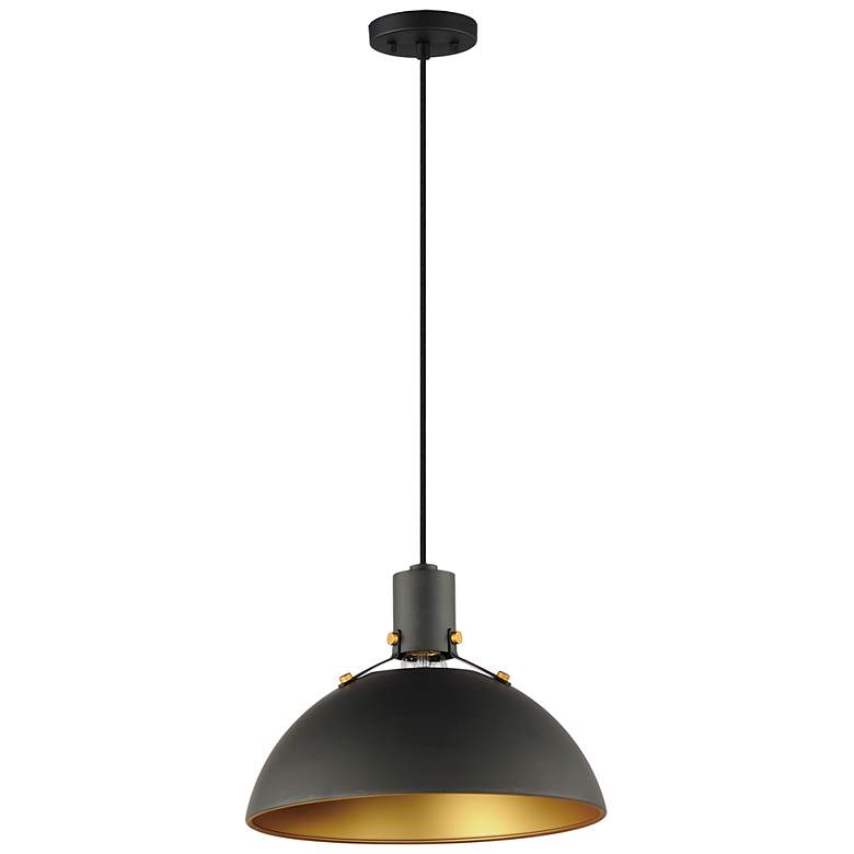 Image 2 Maxim Dawn 12" Wide Antique Brass and Black Mini Pendant