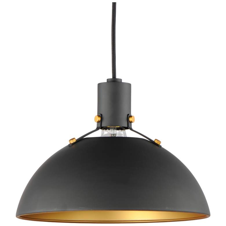 Image 3 Maxim Dawn 12" Wide Antique Brass and Black Mini Pendant more views