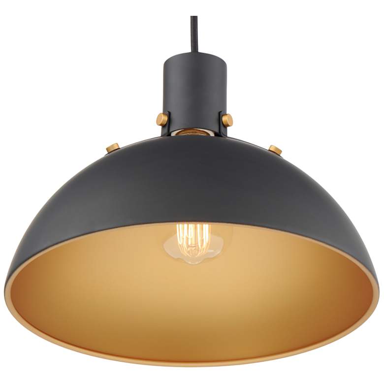 Image 4 Maxim Dawn 12" Wide Antique Brass and Black Mini Pendant more views