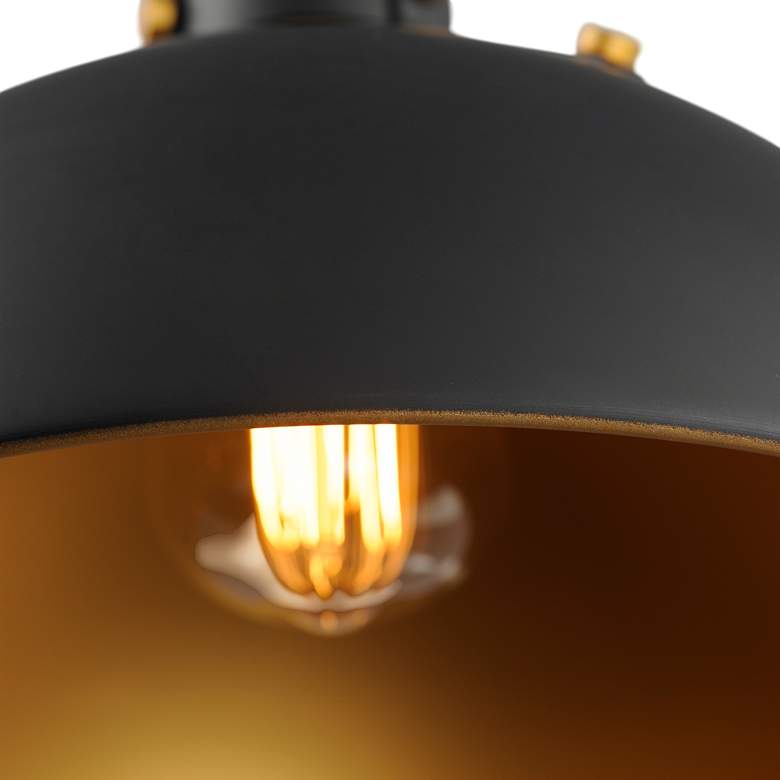 Image 7 Maxim Dawn 12" Wide Antique Brass and Black Mini Pendant more views