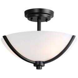 Maxim Deven 14" Wide Black Bowl Ceiling Light