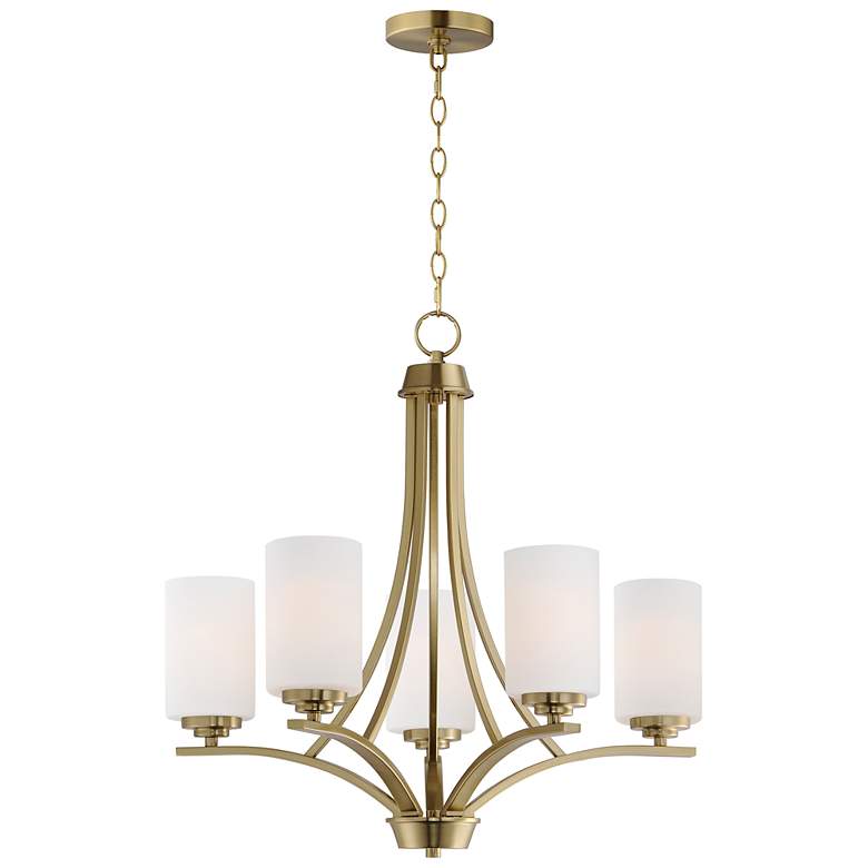 Image 2 Maxim Deven 24" Wide Satin Brass 5-Light Chandelier