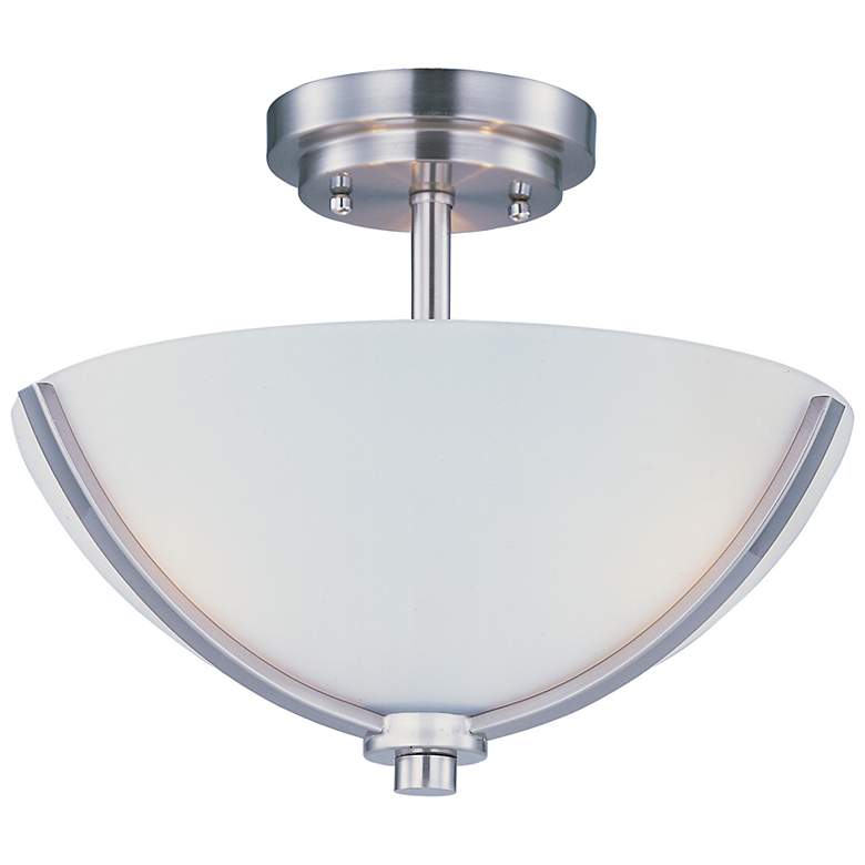 Image 1 Maxim Deven 3-Light 14" Wide Satin Nickel Semi-Flush Mount