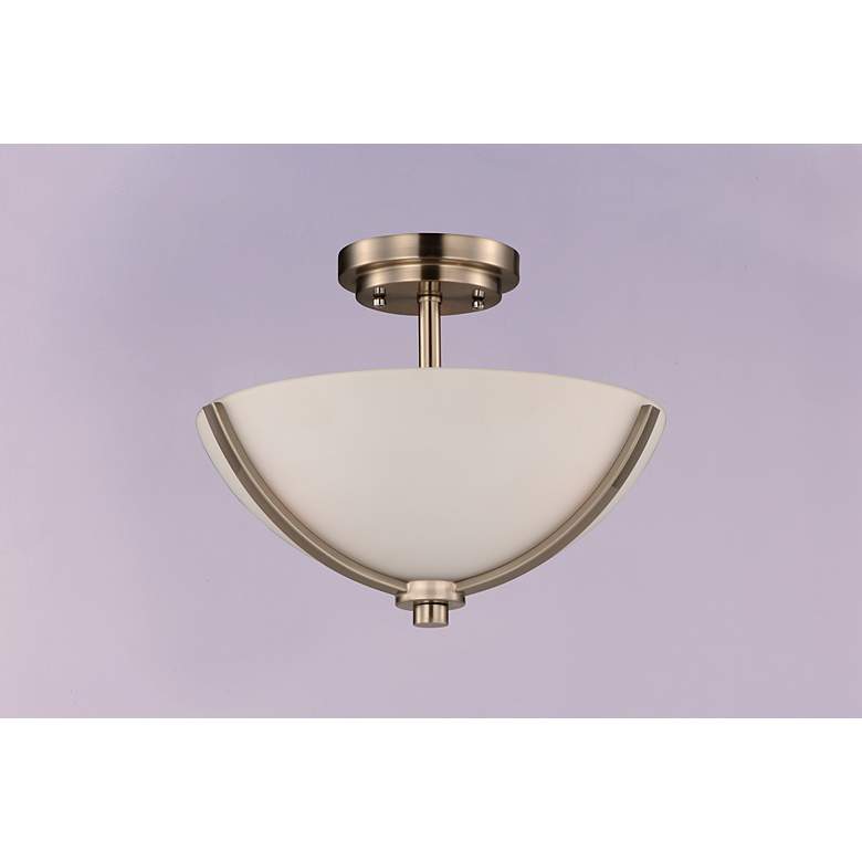 Image 3 Maxim Deven 3-Light 14" Wide Satin Nickel Semi-Flush Mount more views