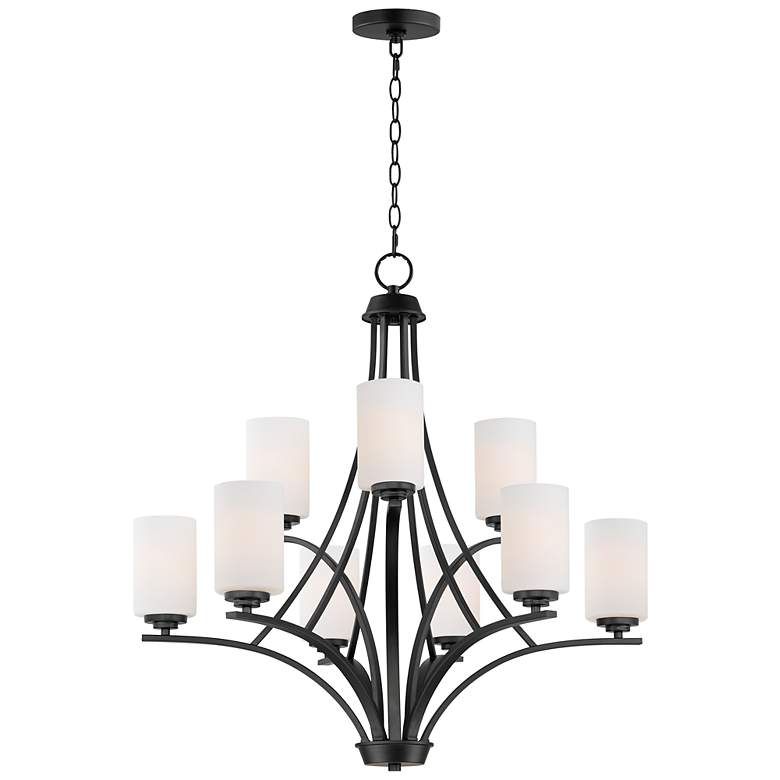 Image 1 Maxim Deven 32" Wide Black 9-Light Tiered Chandelier