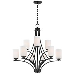 Maxim Deven 32" Wide Black 9-Light Tiered Chandelier
