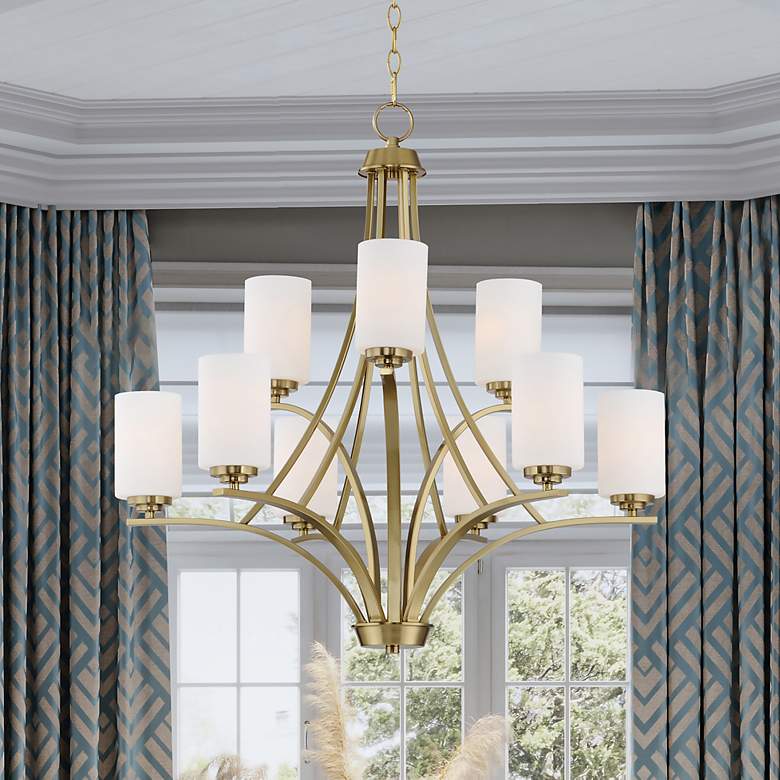 Image 2 Maxim Deven 32" Wide Satin Brass 9-Light Chandelier