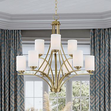 Maxim Deven 32" Wide Satin Brass 9-Light Chandelier