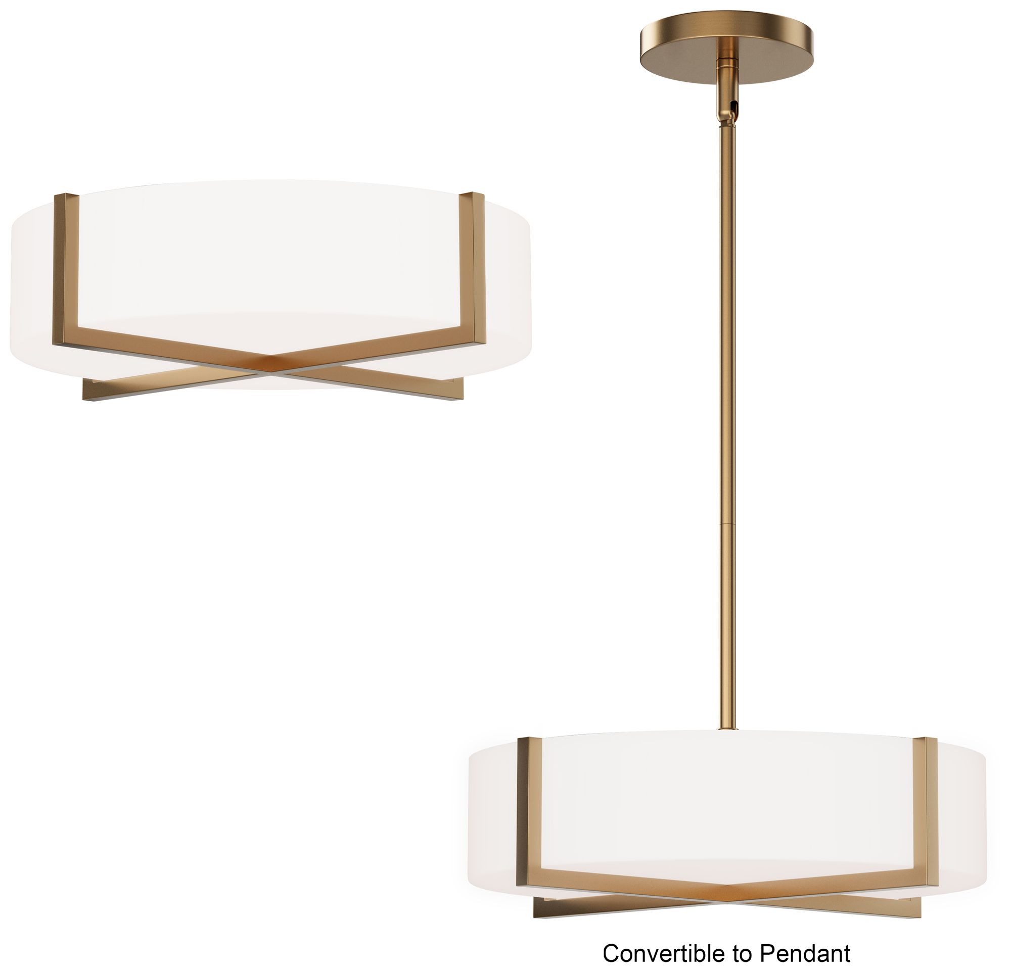 Image 2 Maxim Dexter 15" Natural Aged Brass LED Flush Mount/Pendant Convertible more views