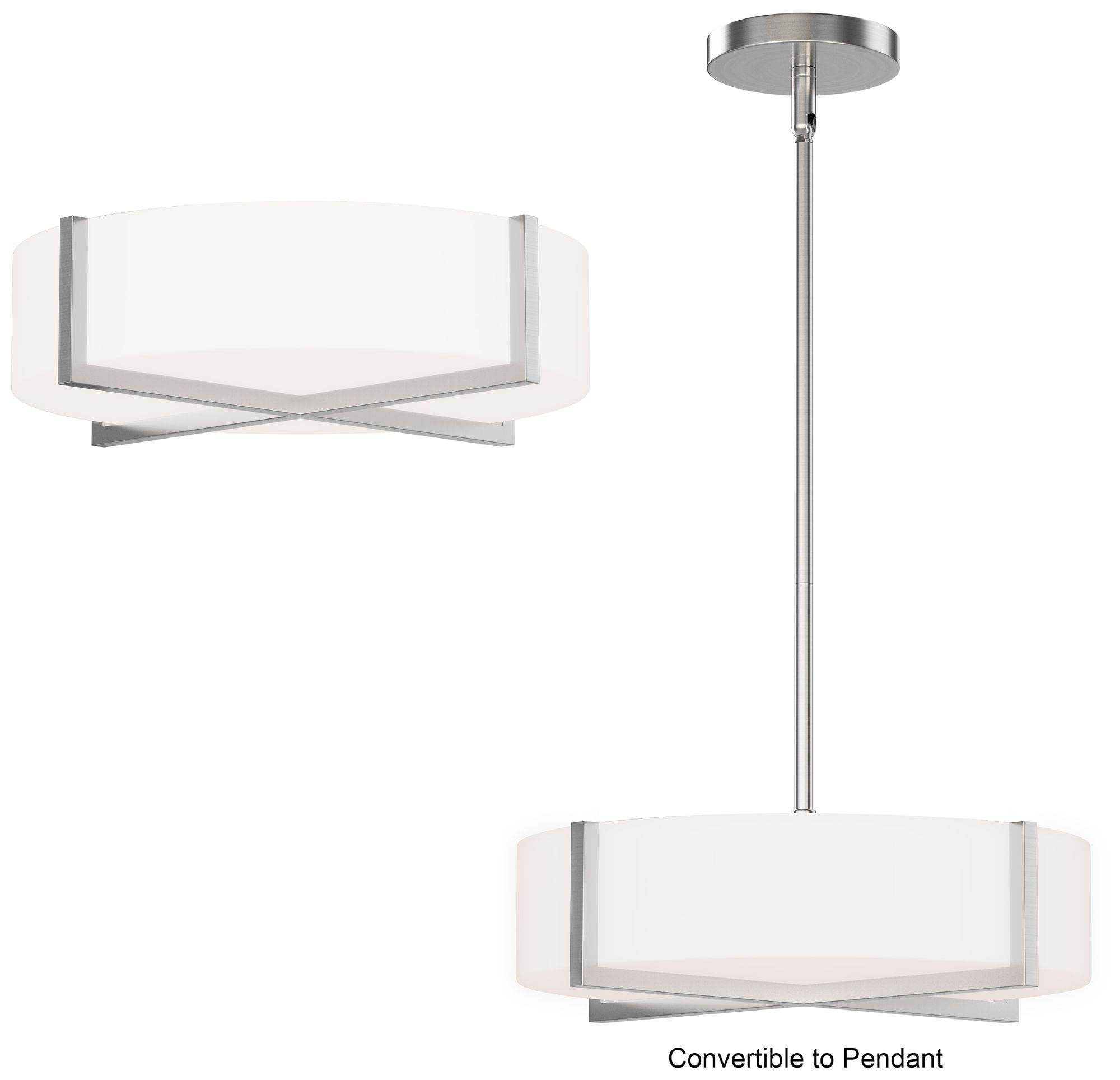 Image 2 Maxim Dexter 15" Satin Nickel LED Flush Mount/ Pendant Convertible more views