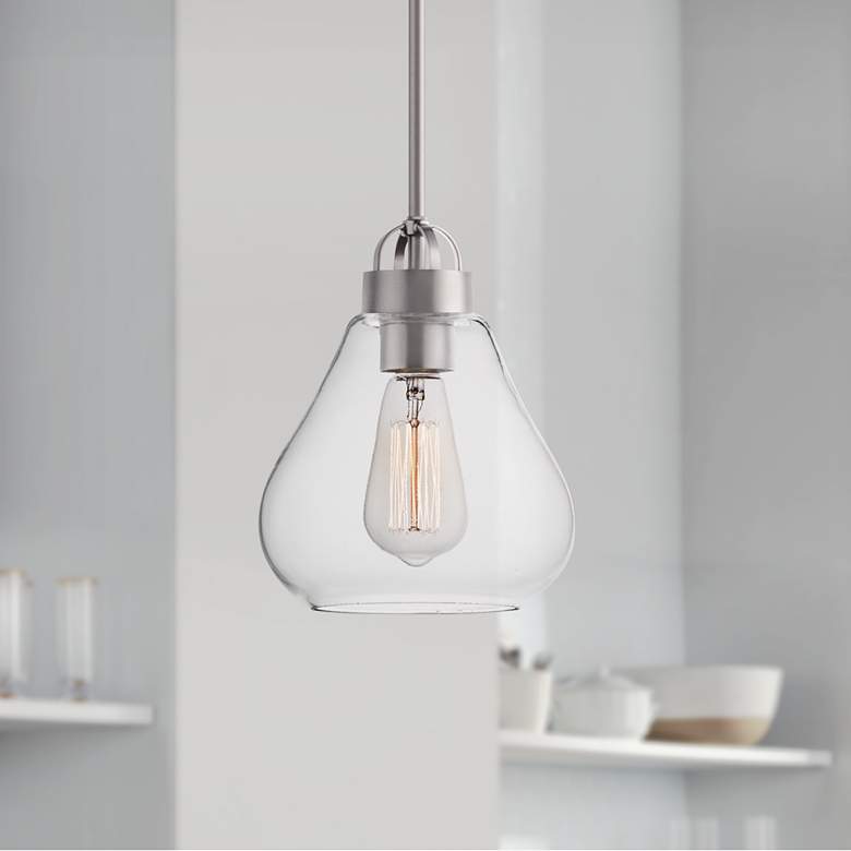 Image 1 Maxim Dianne 7 1/2" Wide Satin Nickel Mini Pendant