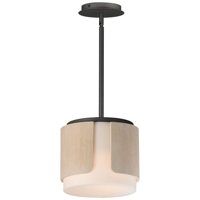 Image 1 Maxim Draughtsman 10" Natural Wood/Charcoal Semi Flush Mount - Pendant