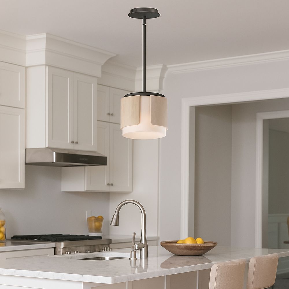 Image 7 Maxim Draughtsman 10" Natural Wood/Charcoal Semi Flush Mount - Pendant more views