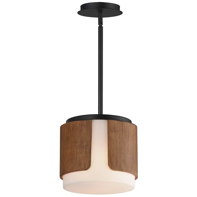 Image 1 Maxim Draughtsman 10" Walnut/Black Semi Flush Mount - Pendant