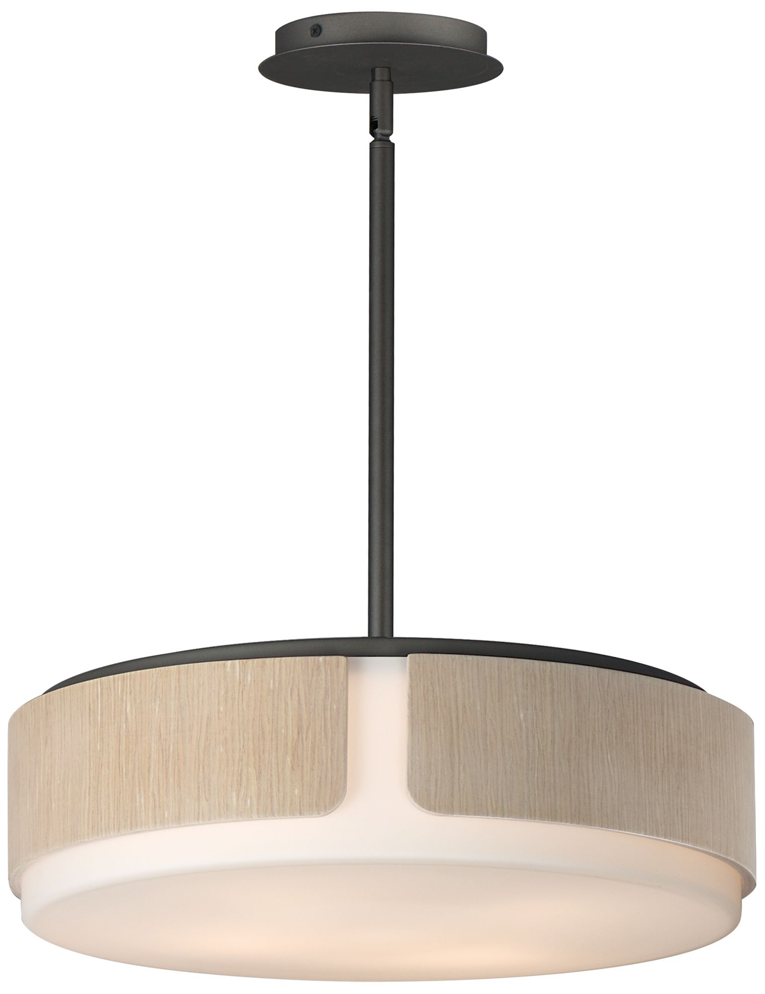 Maxim Draughtsman 18" Natural Wood/Charcoal Semi Flush Mount - Pendant