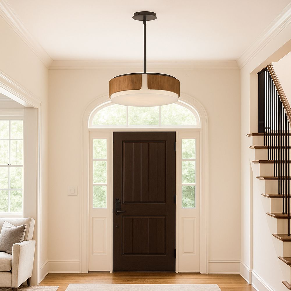 Maxim Draughtsman 18" Walnut / Black Semi Flush Mount - Pendant