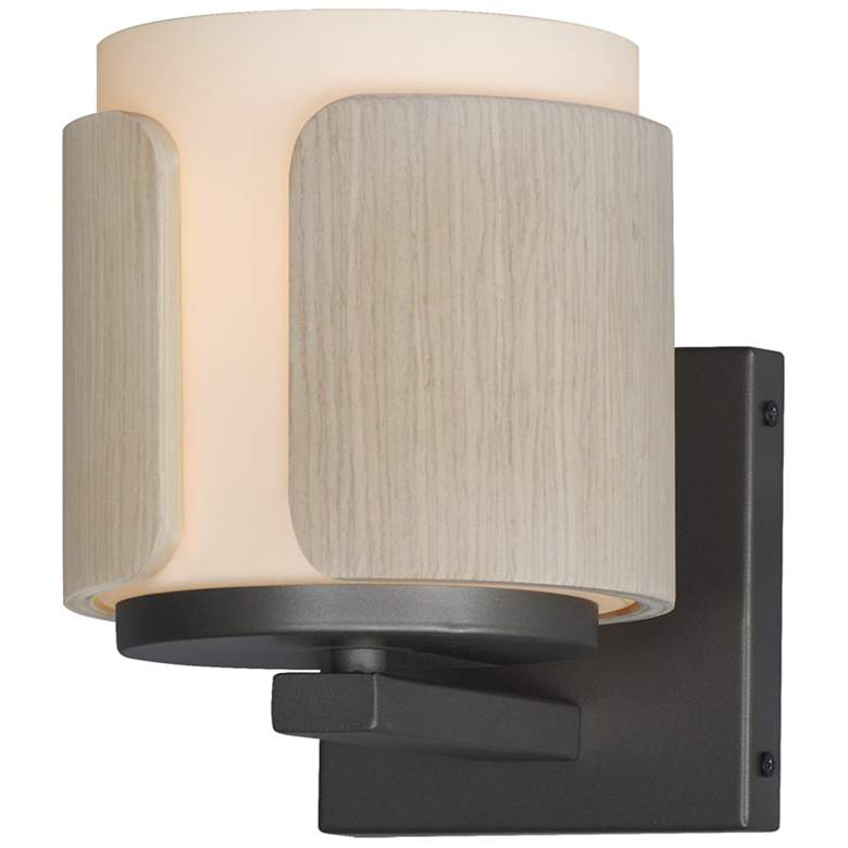Image 1 Maxim Draughtsman 7 1/2" High Natural Wood/Charcoal Wall Sconce
