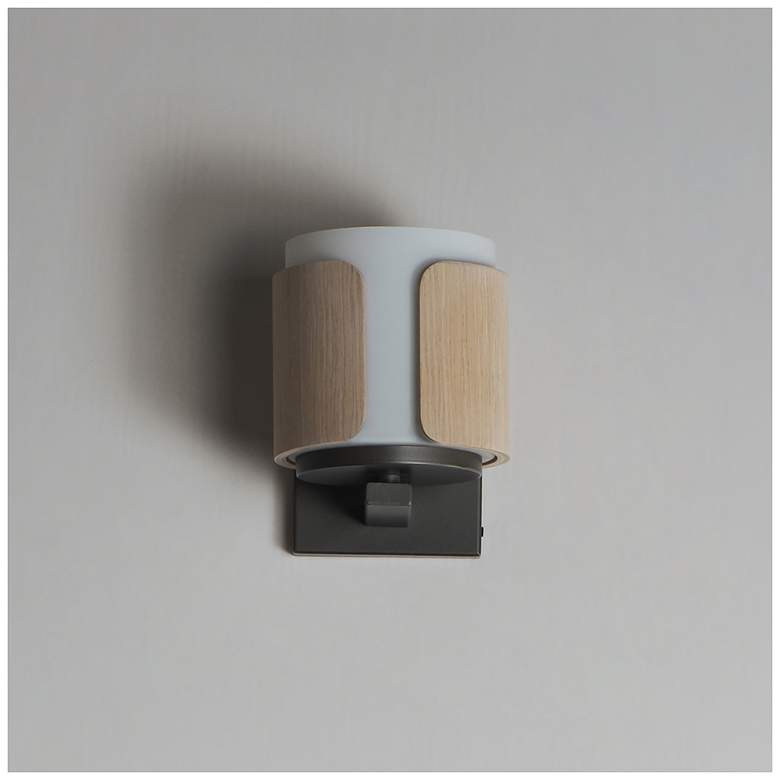 Image 2 Maxim Draughtsman 7 1/2" High Natural Wood/Charcoal Wall Sconce more views