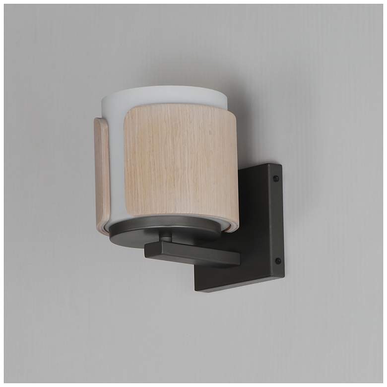 Image 4 Maxim Draughtsman 7 1/2" High Natural Wood/Charcoal Wall Sconce more views