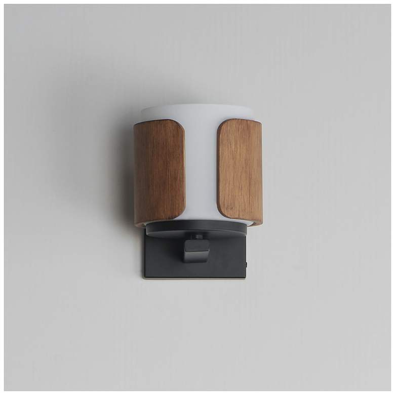 Image 2 Maxim Draughtsman 7 1/2" High Walnut/Black Wall Sconce more views