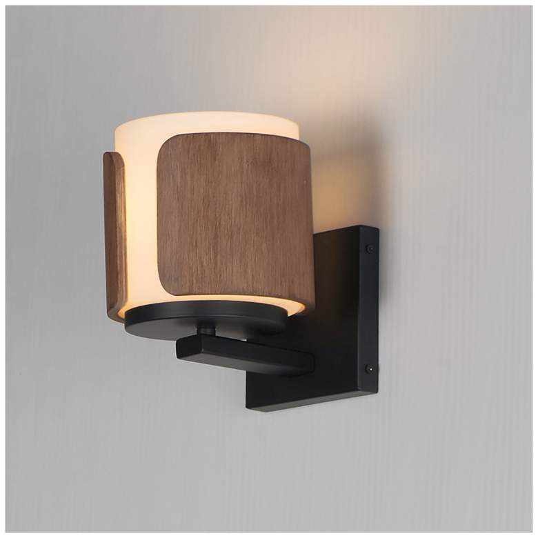 Image 4 Maxim Draughtsman 7 1/2" High Walnut/Black Wall Sconce more views