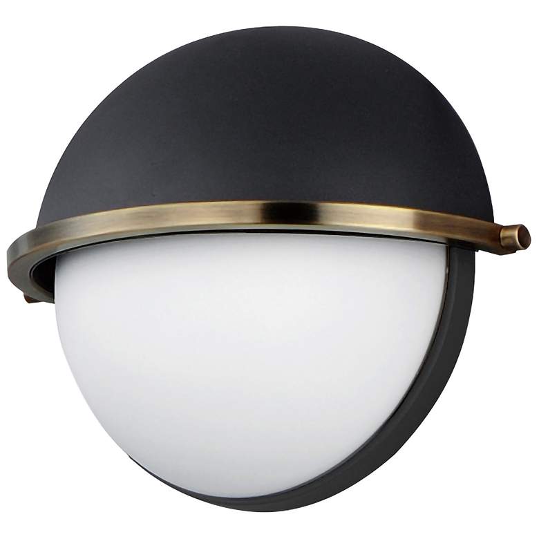 Image 1 Maxim Duke 7 1/2" High Black/Weathered Brass Half Sconce