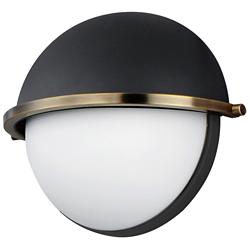 Maxim Duke 7 1/2" High Black/Weathered Brass Half Sconce