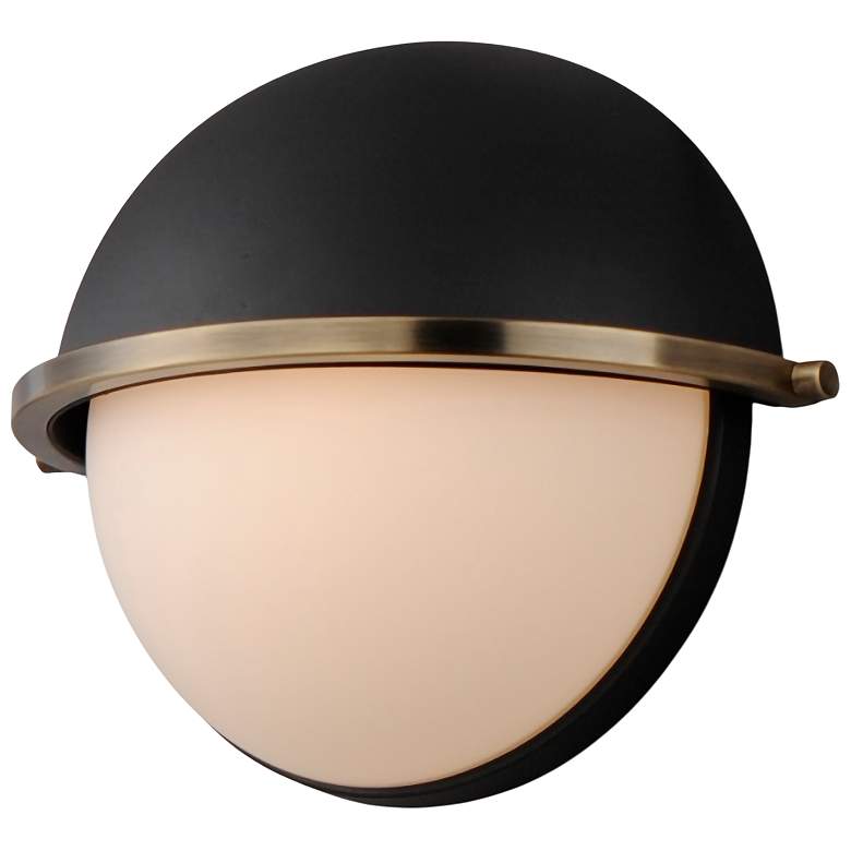 Image 4 Maxim Duke 7 1/2" High Black/Weathered Brass Half Sconce more views
