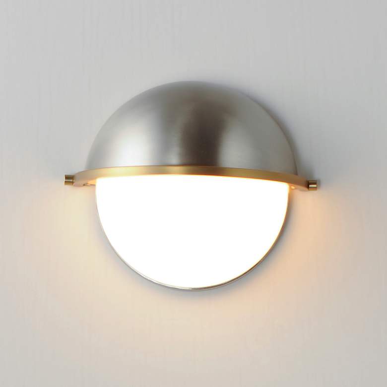 Image 1 Maxim Duke 7 1/2" High Satin Nickel/Satin Brass Half Sconce