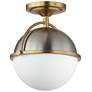 Maxim Duke 9 1/2" Nickel-Brass and White Glass Globe Ceiling Light