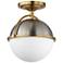 Maxim Duke 9 1/2" Nickel-Brass and White Glass Globe Ceiling Light