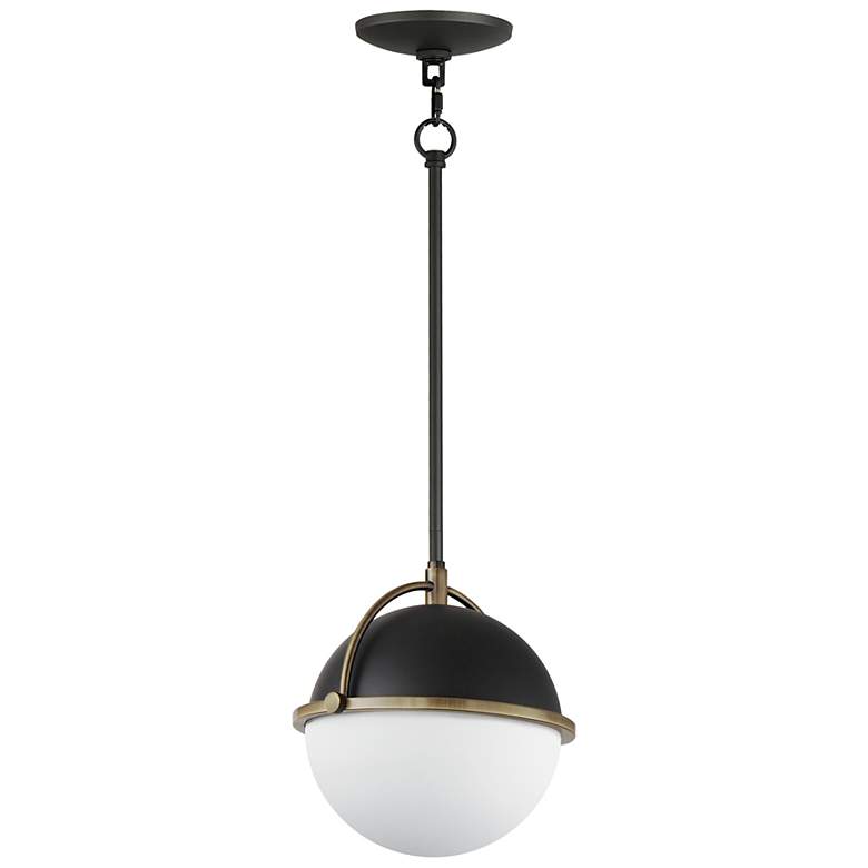Image 1 Maxim Duke 9 1/2"W Black and Weathered Brass Mini Pendant
