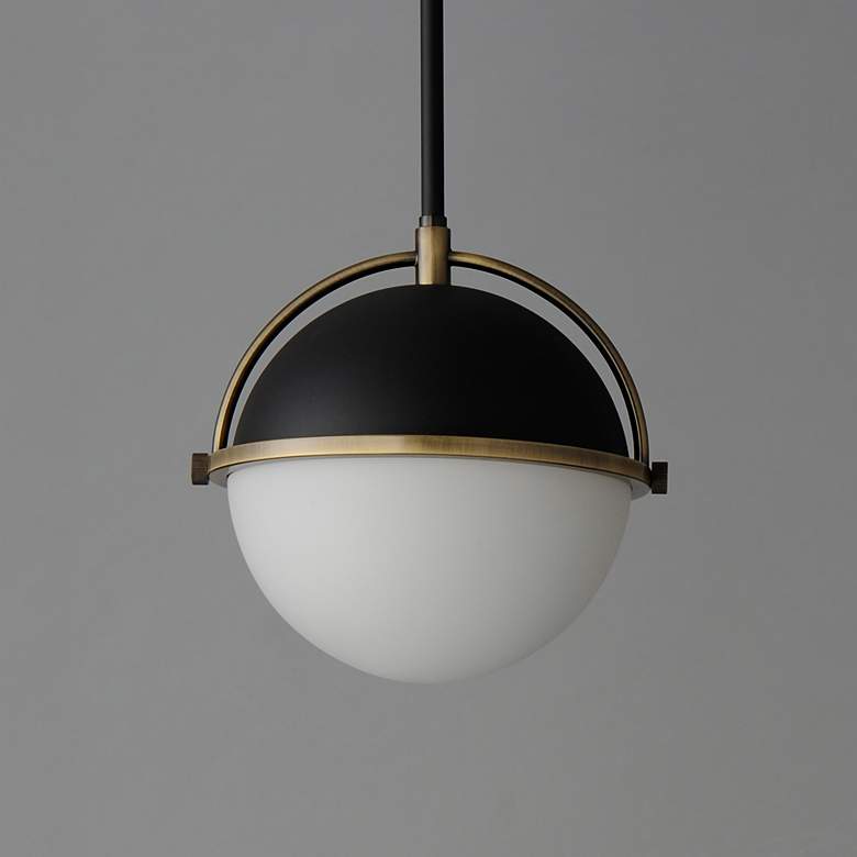 Image 2 Maxim Duke 9 1/2"W Black and Weathered Brass Mini Pendant more views