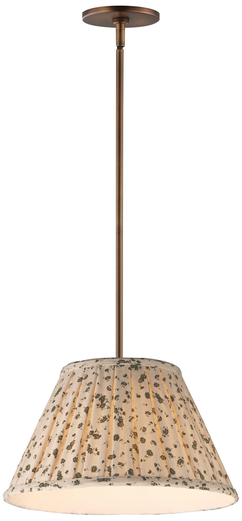 Maxim Dunbridge 14" Olive White/Weathered Brass Pendant